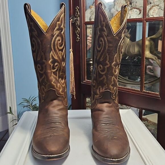 Justin Brown Buck Bay Apache Western Cowboy Boots Size 8.5EE main image 7